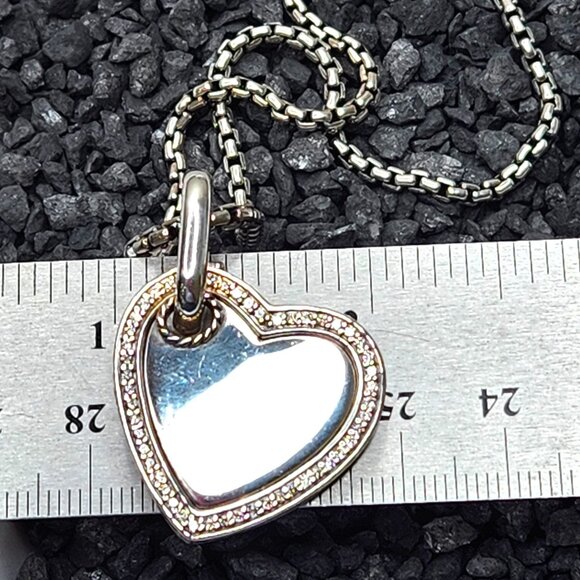 David Yurman Diamond Heart Enhancer Pendant on 16" D.Y. Box Chain - Picture 7 of 8